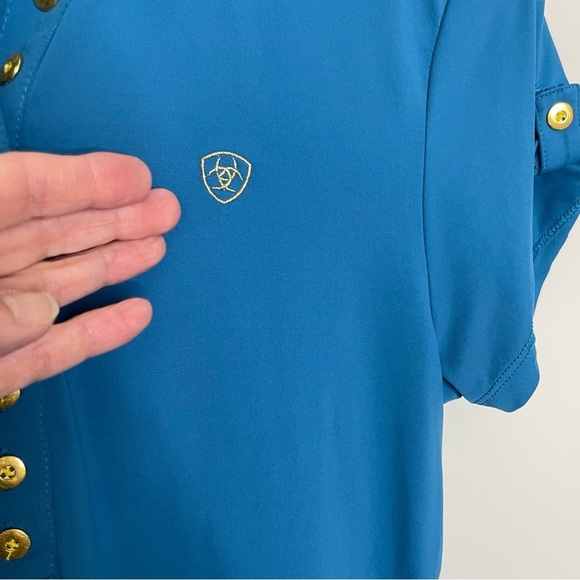 Ariat Ladies Talent Show Blue Polo Shirt equestrian horse - Picture 2 of 10